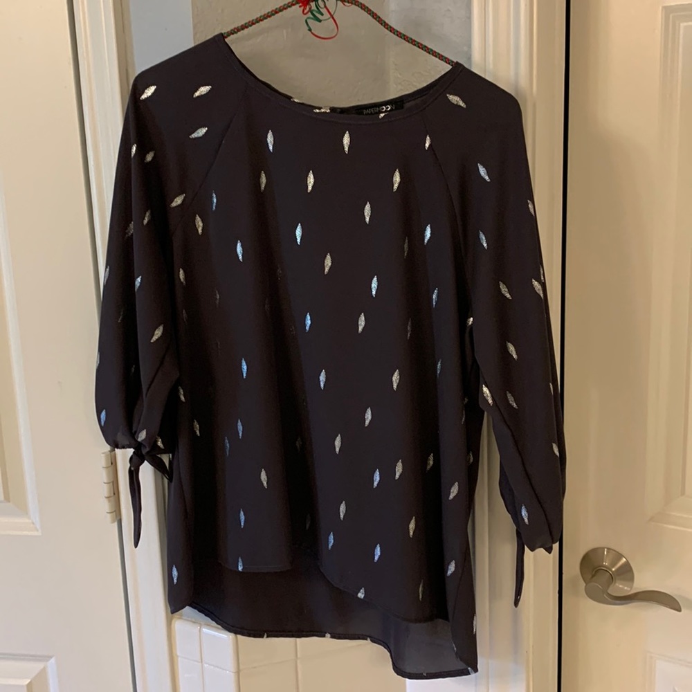Black, 3/4 length, Papermoon Blouse. Brand new, never worn. Size Medium